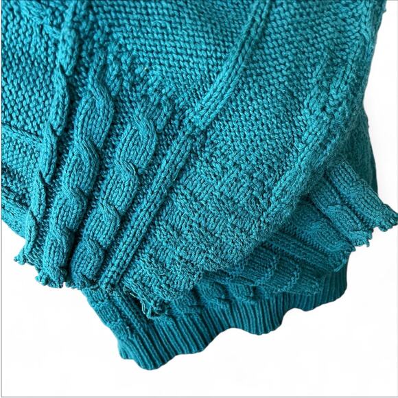 Blarney woolen mills vintage teal green knit sweater oversized grandmacore cozy - Picture 4 of 10